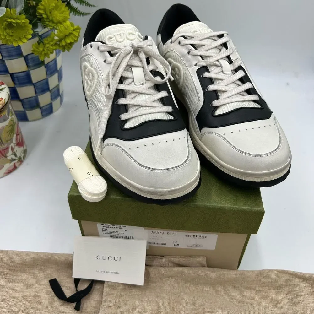 Men's Gucci Mac 80 low top leather sneakers size 10 fits 10.5 US made in Italy